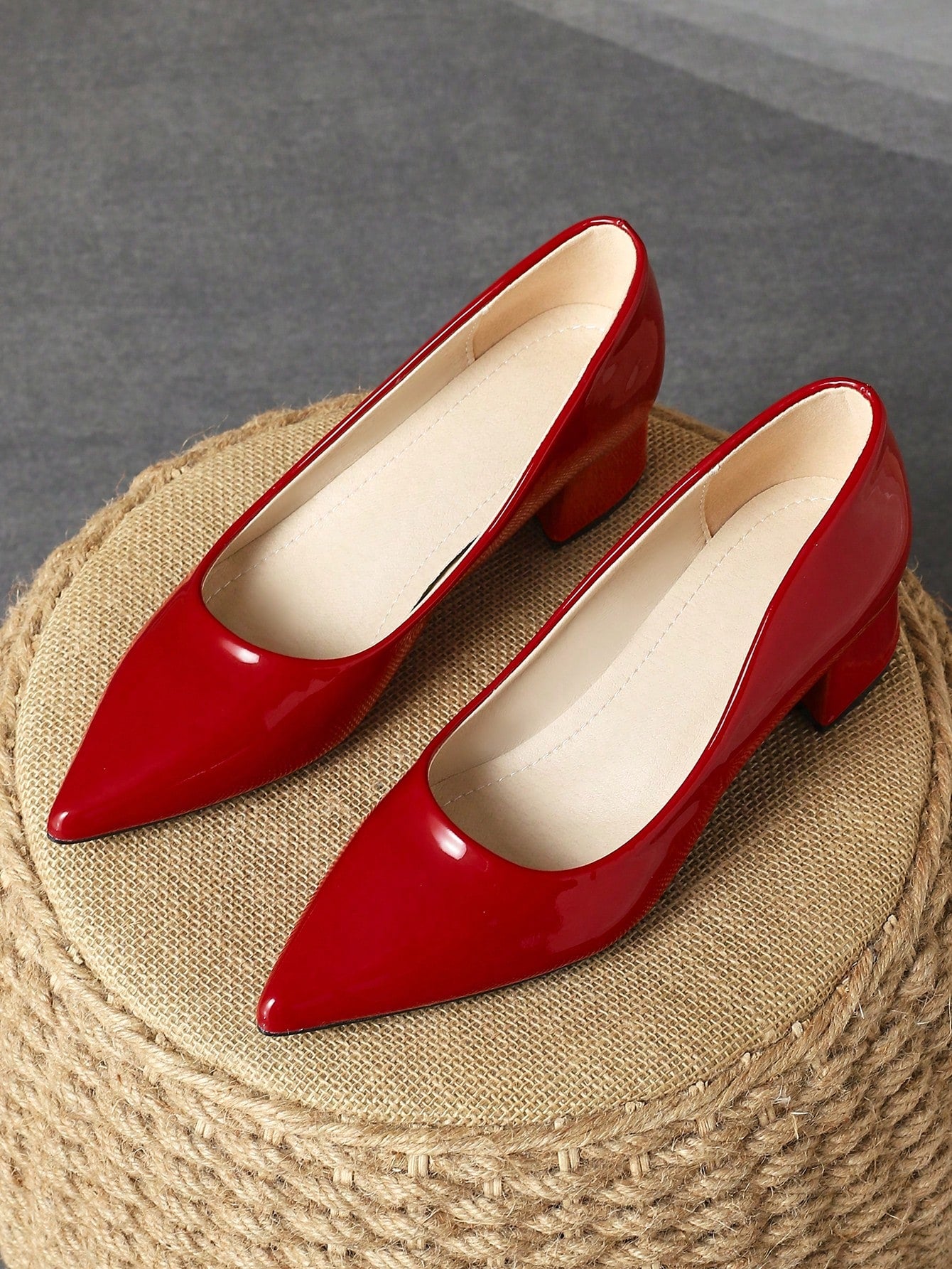 Women's Fashionable Green Pointy Toe, Navy Stone Pattern, Apricot Heel Pump Shoes For Vacation, Travel, Shopping, Outdoor, Red, Yellow, Vintage, Casual, High-End Black Flats