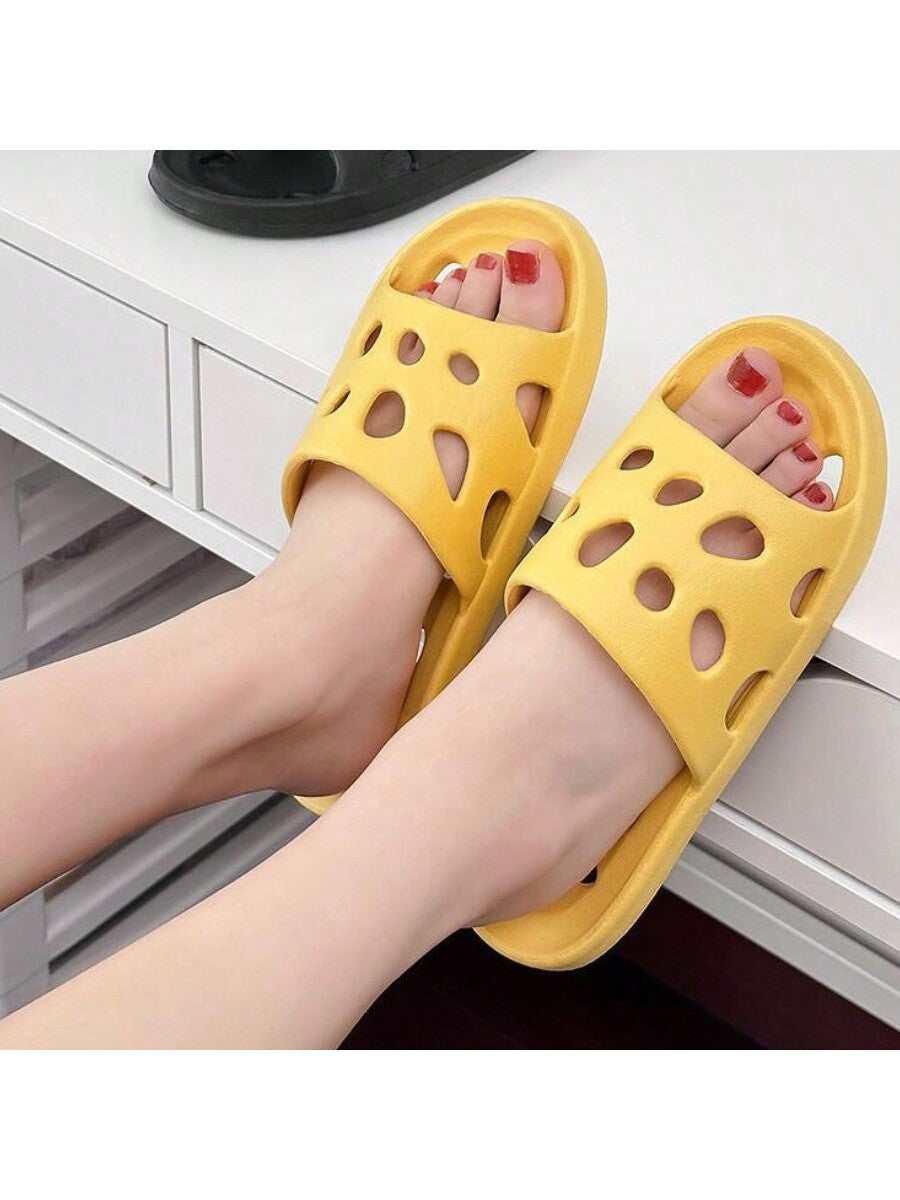 Summer Indoor Slippers With Hollow Out Design, Anti-Slip & Quick-Drying