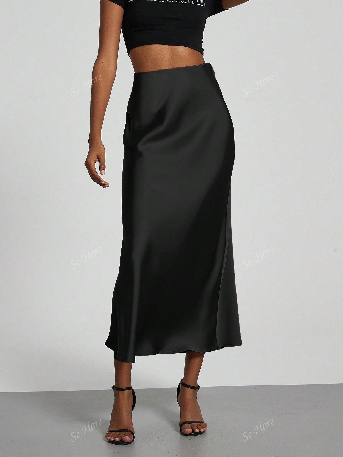 Women's Elastic Satin Silk Texture Midi Skirt