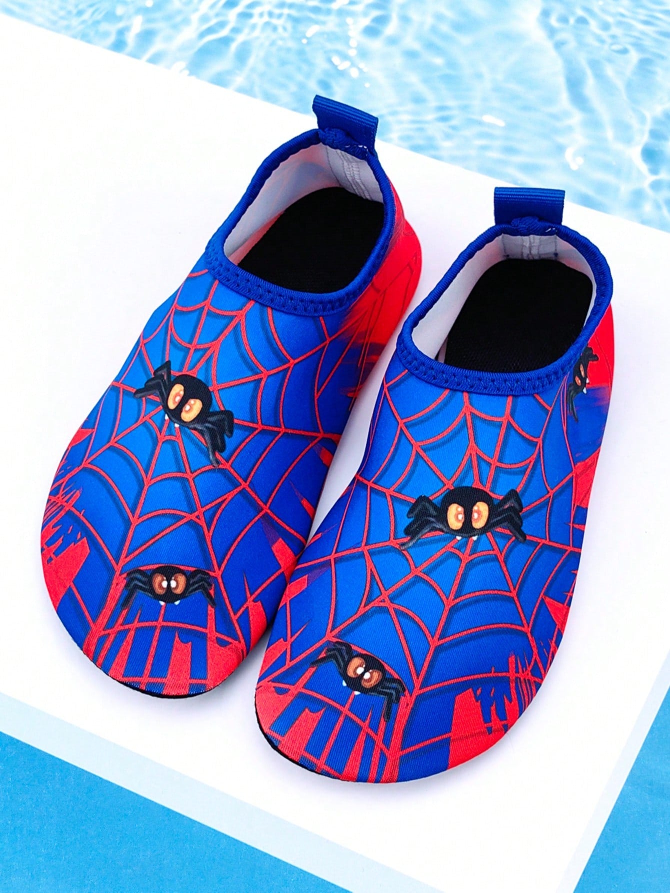 Boys' Summer Outdoor Beach Shoes, Blue Spider Soft Bottom Lightweight Quick-Drying Breathable Water Play Swimming Beach Stream Walking Aqua Socks