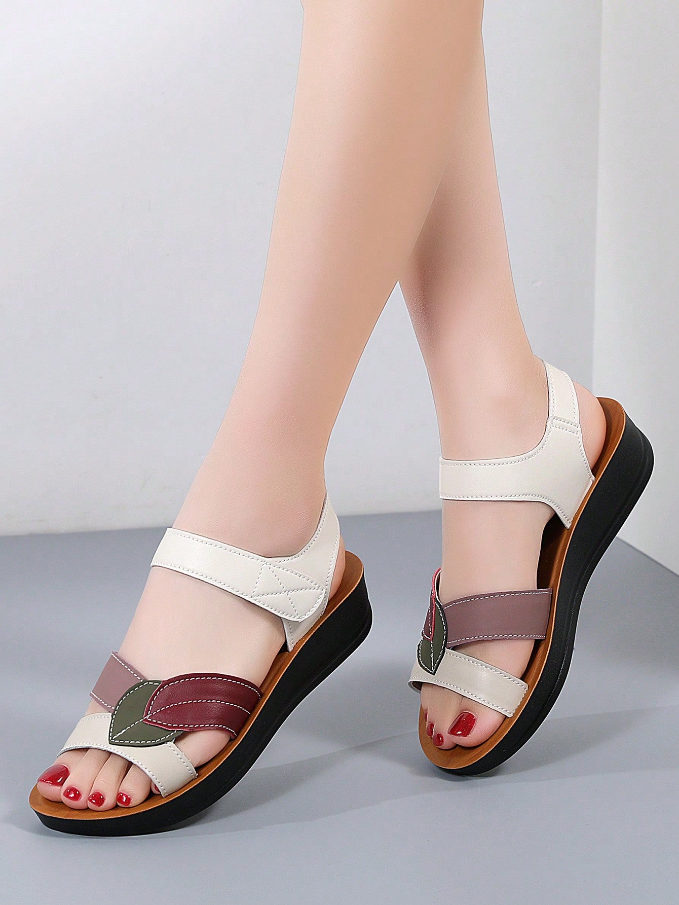 Summer Wedge Heel Thick Bottomed Sandals, PU Sole Strap Sandals, Stylish Holiday Shoes