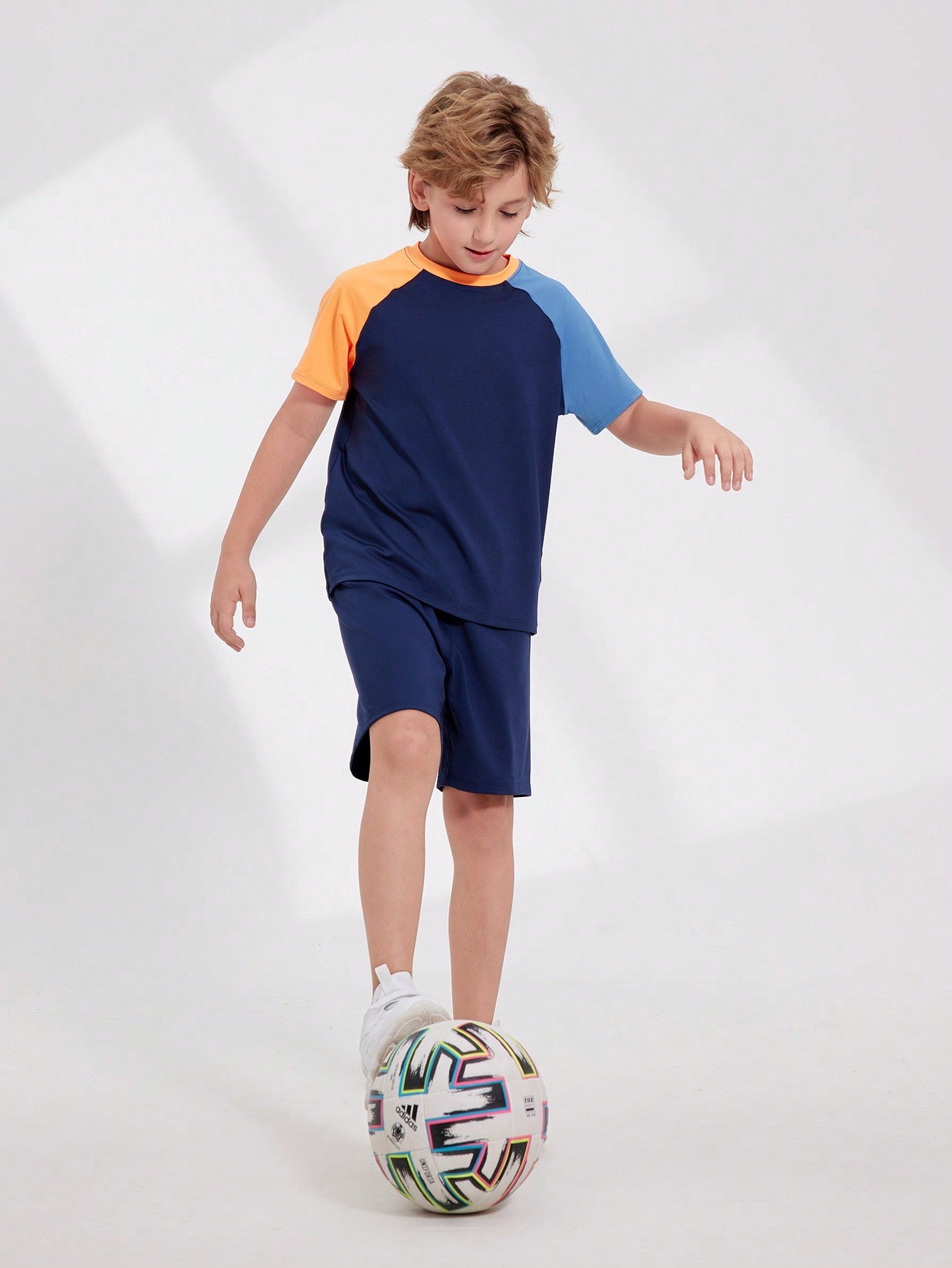 Teen Boys' Comfortable And Loose Elastic Sports Suit For Basketball, Running, And Cycling, Breathable And Sweat-Absorbing, Fashionable And Simple Style