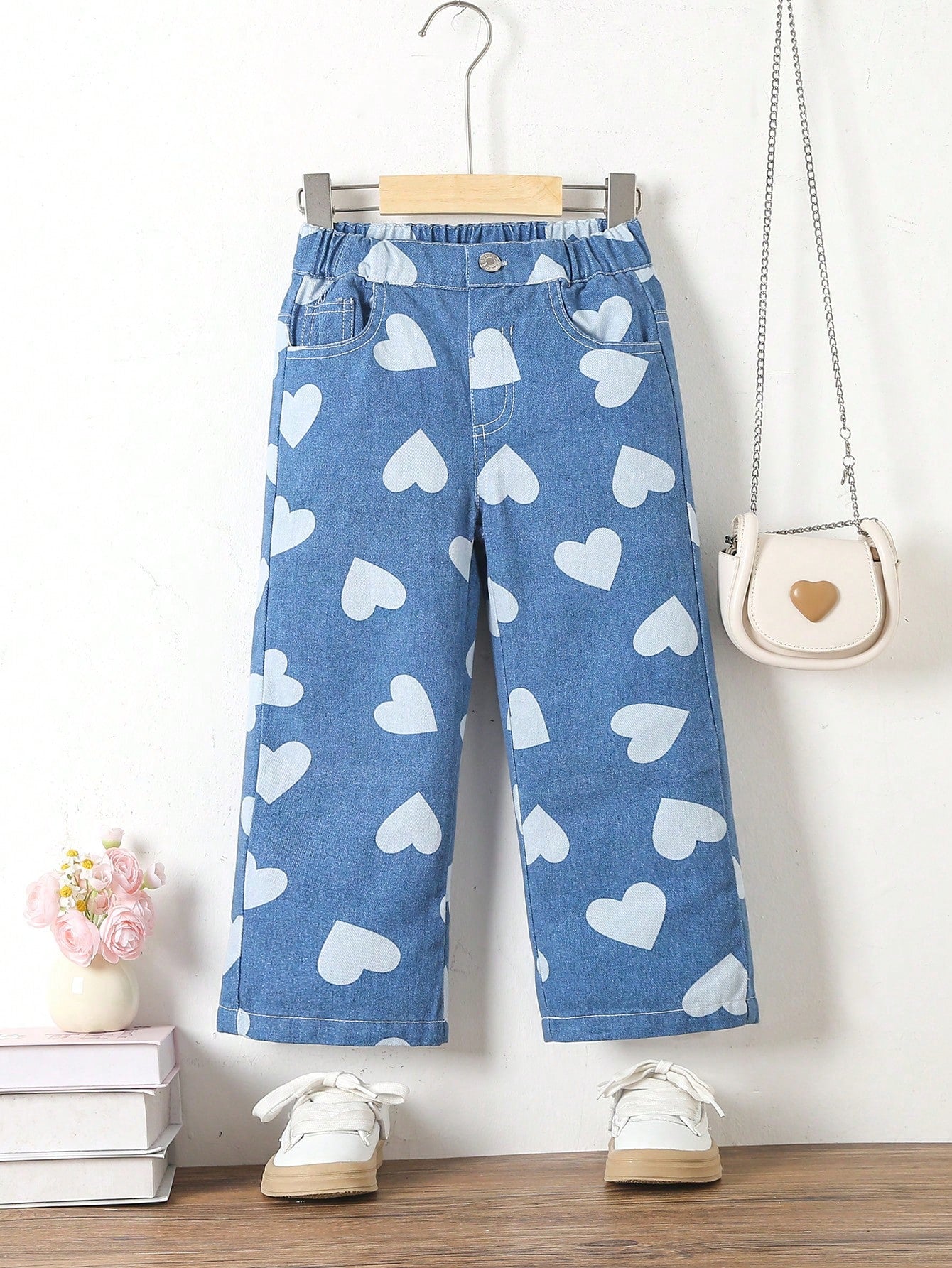 Streecool Kids Young Girls' Flower Printed Washed Soft Denim Jeans