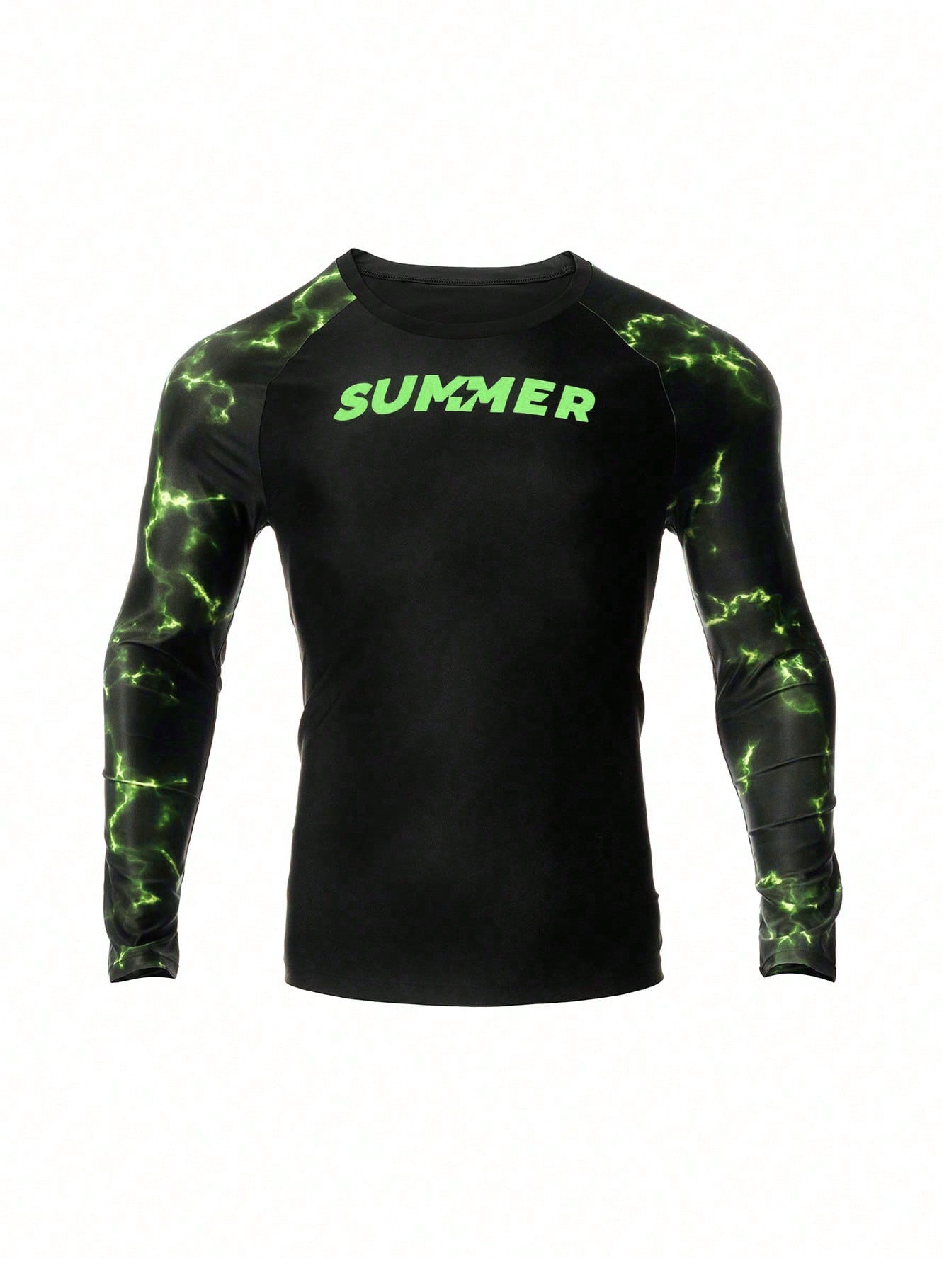 Men's Lightning Print Patchwork Long Sleeve Surfing Rash Guard