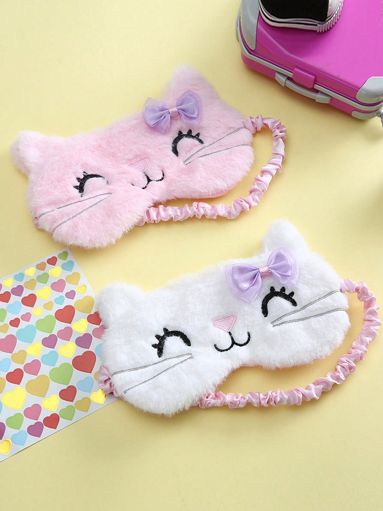 1pc Cute Children's Sleep Eye Mask Children's Eye Mask Soft Lightweight Plush Eye Mask Fun Animal Sleep Mask Eye Mask Suitable For Children Girls Home Travel Nap Night (Cat)