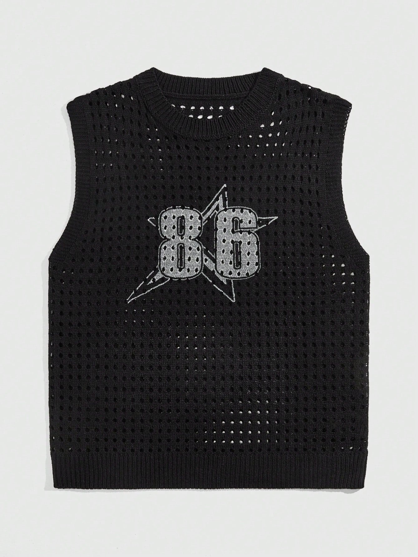 Street Life Men's Summer Casual Knitted Sweater Vest With Hollow Out Digital Pattern