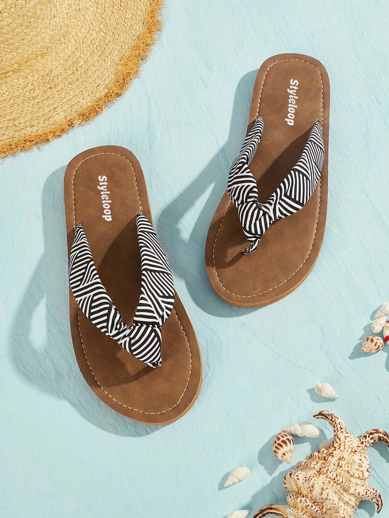 Styleloop Striped Graphic Flip Flops For Summer Vacation Shoes Summer Sale  Back To School Shoes College Student Shoes Boho Feels Vintage Cottagecore Frenchy Shoes Halloween