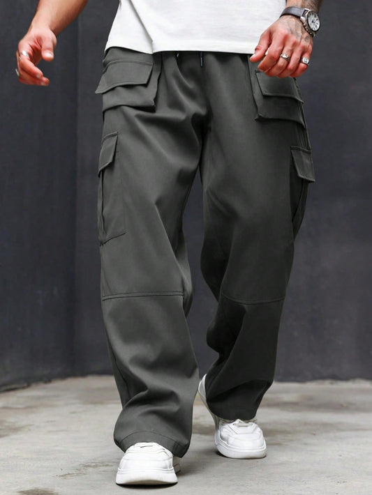 Men's Plus Size Plain Casual Cargo Pants