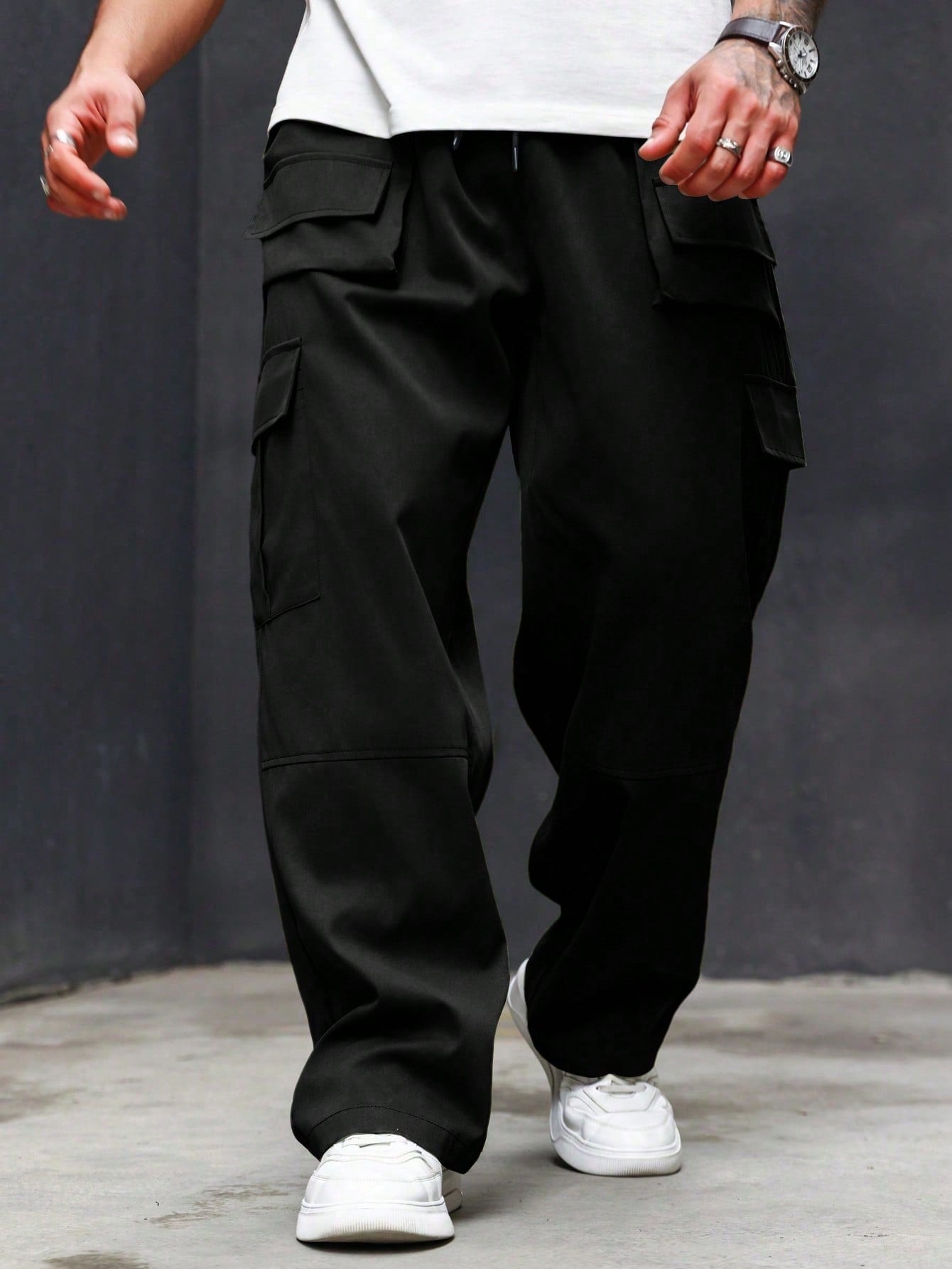 Men's Plus Size Plain Casual Cargo Pants