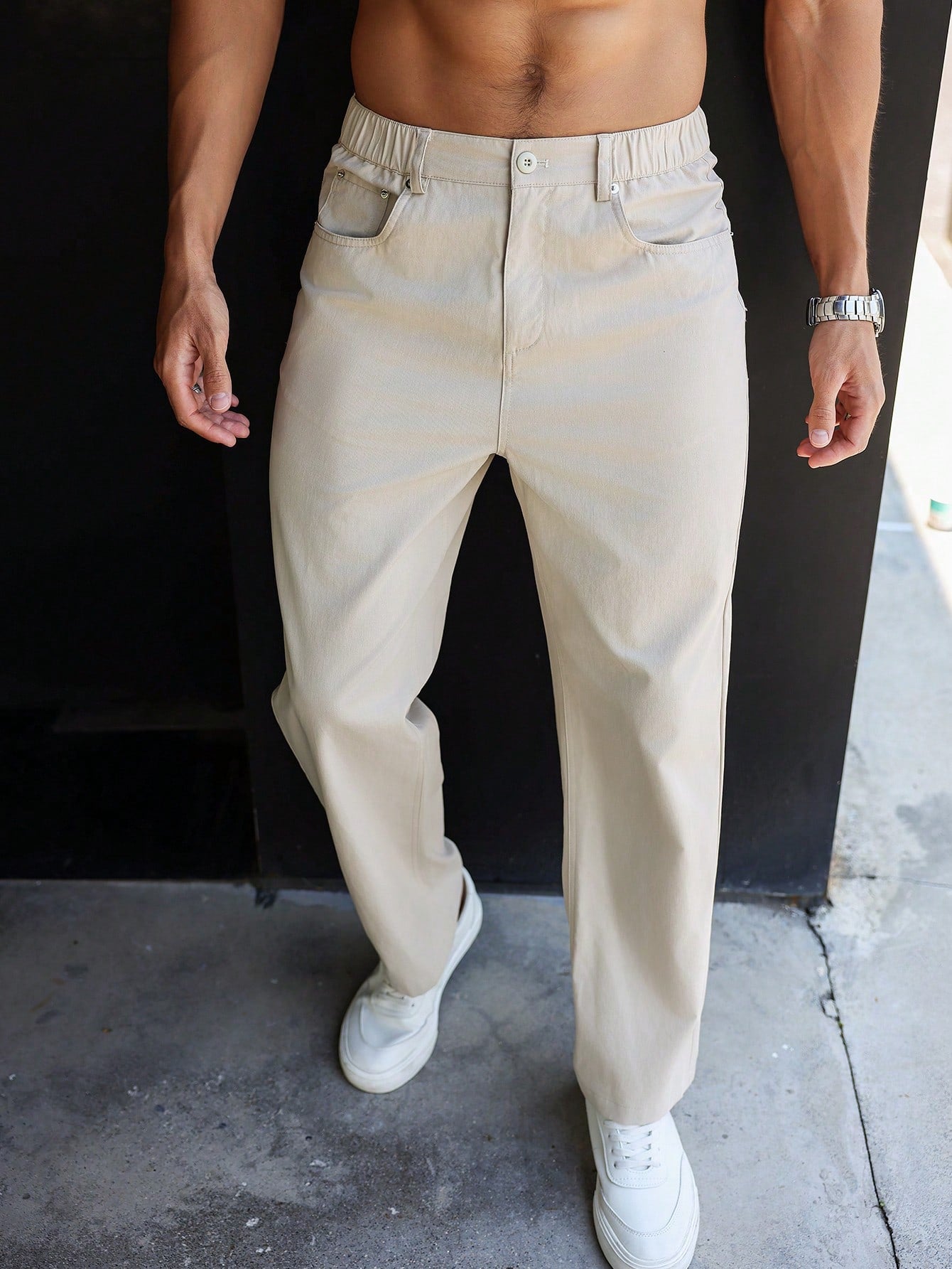 Men's Plain Straight-Legged Pants And Pants