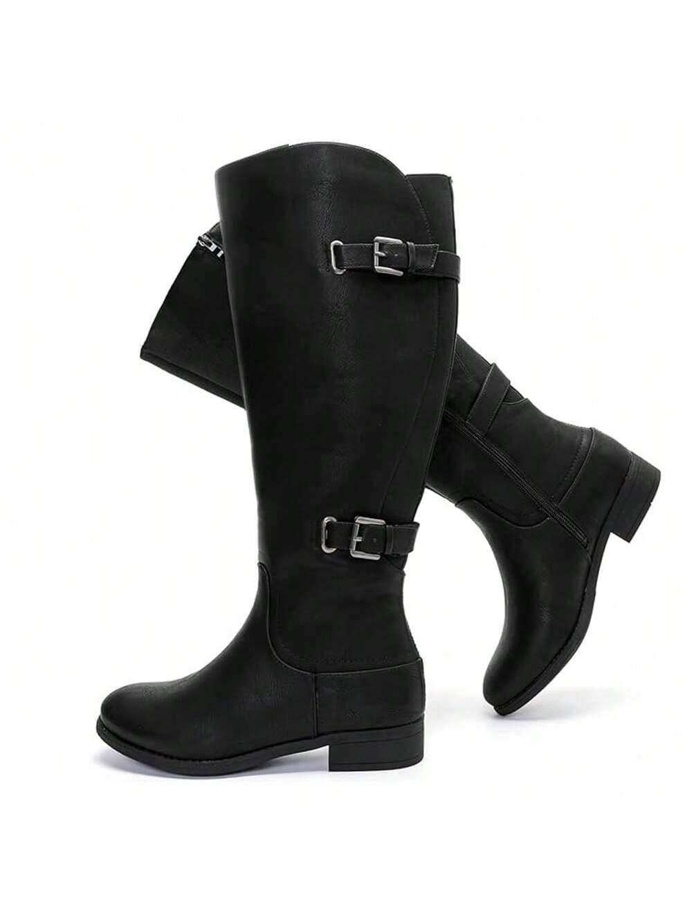 Women's Extra Wide Calf Knee High Boots, Wide Width Winter Tall Boots With Size Zipper