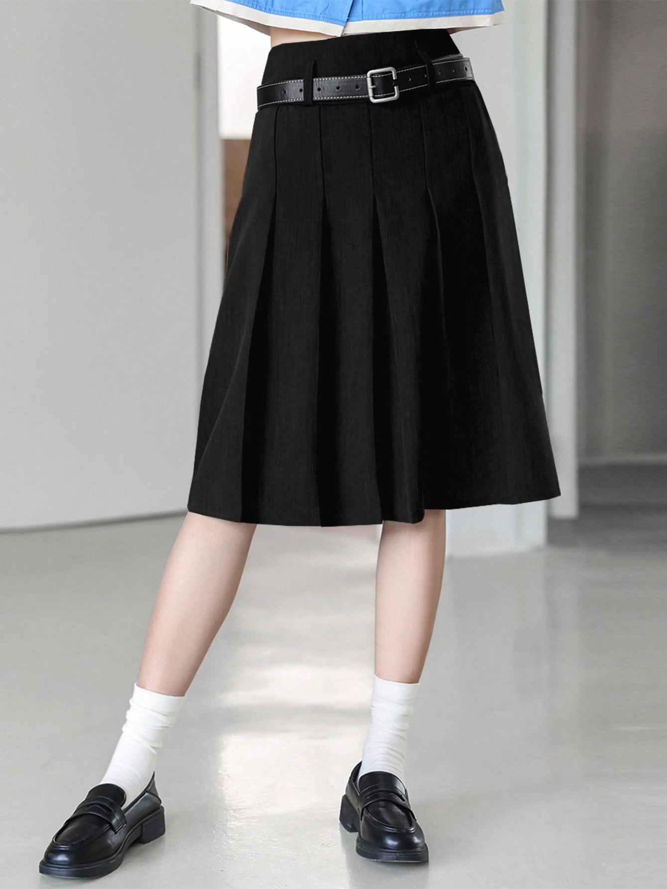 Solid Color Pleated Skirt, Suitable For Summer Workwear