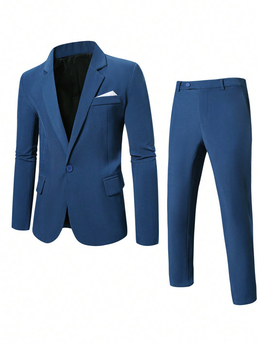 Men's Plus Size Solid Color Simple Daily Suit