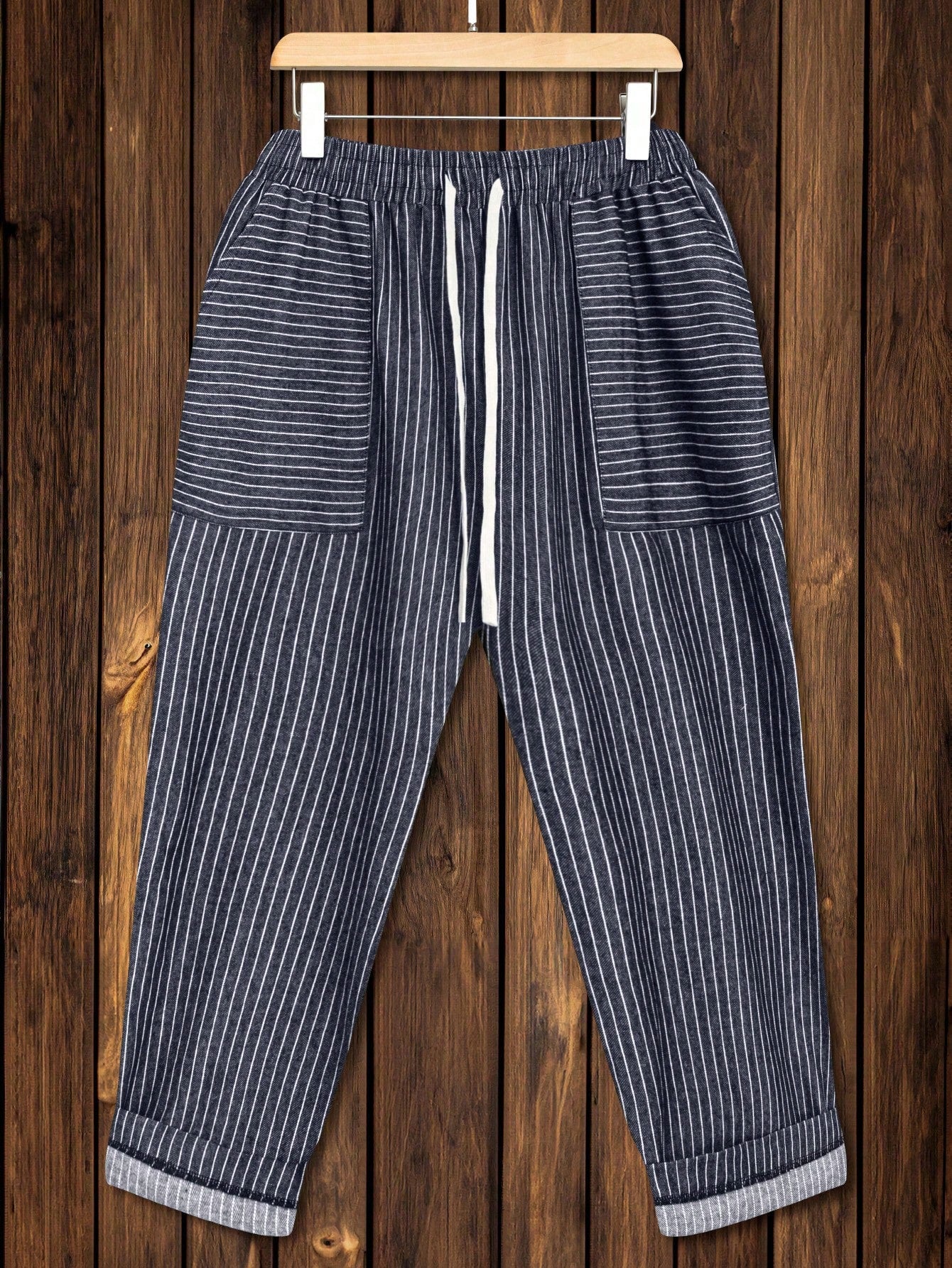 Plus Size Drawstring Waist Striped Sweatpants