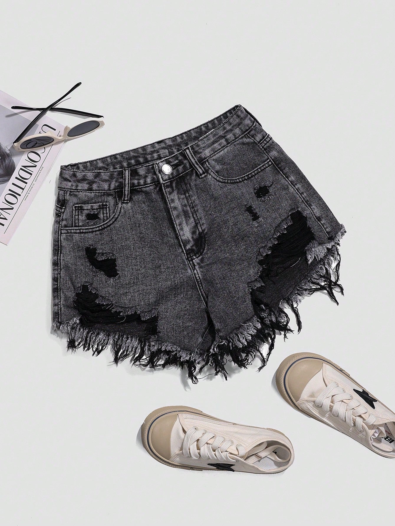 Summer Casual Distressed Frayed Denim Shorts