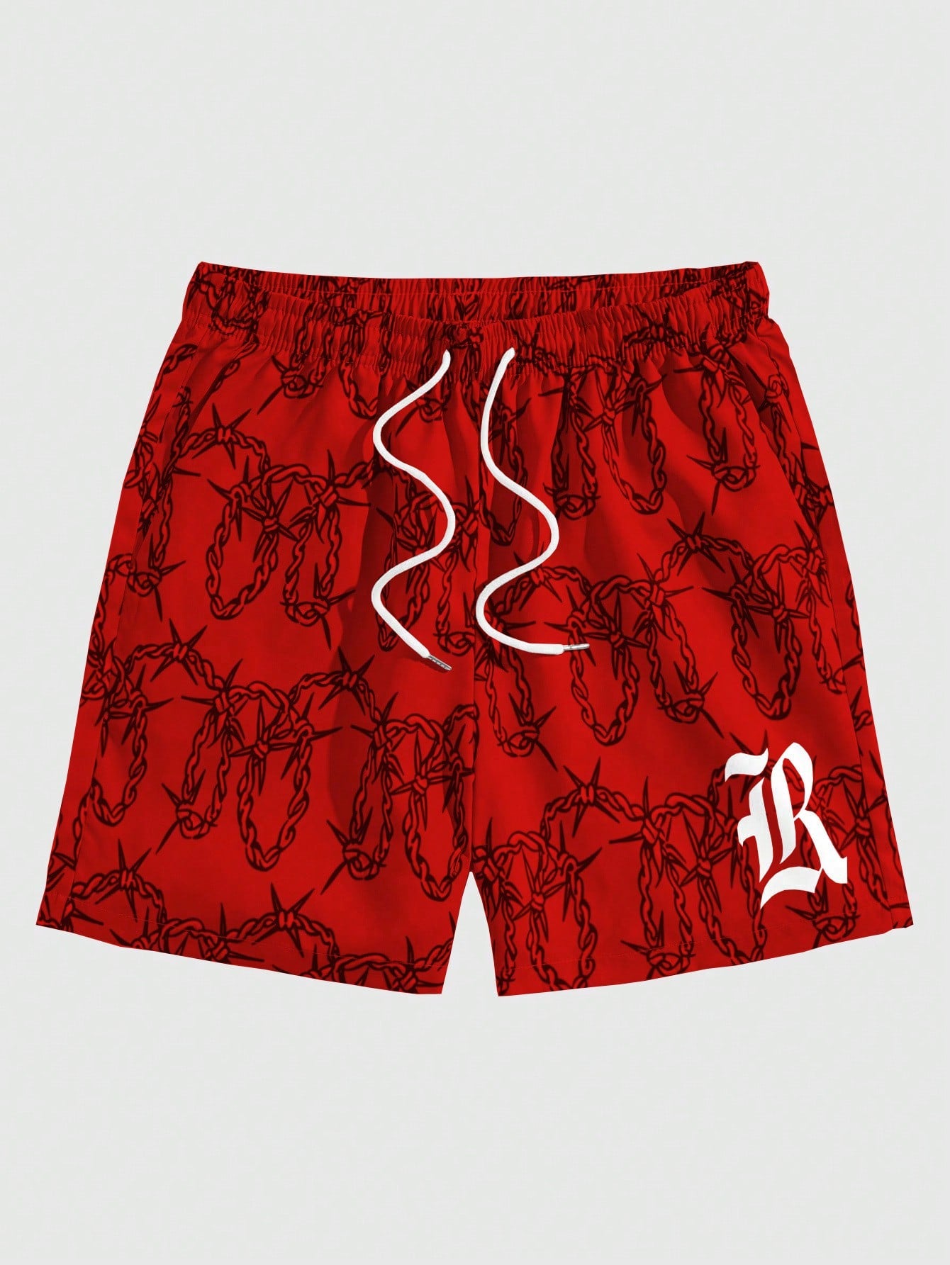 Street Life Men Letter Rope Graphic Drawstring Waist Shorts