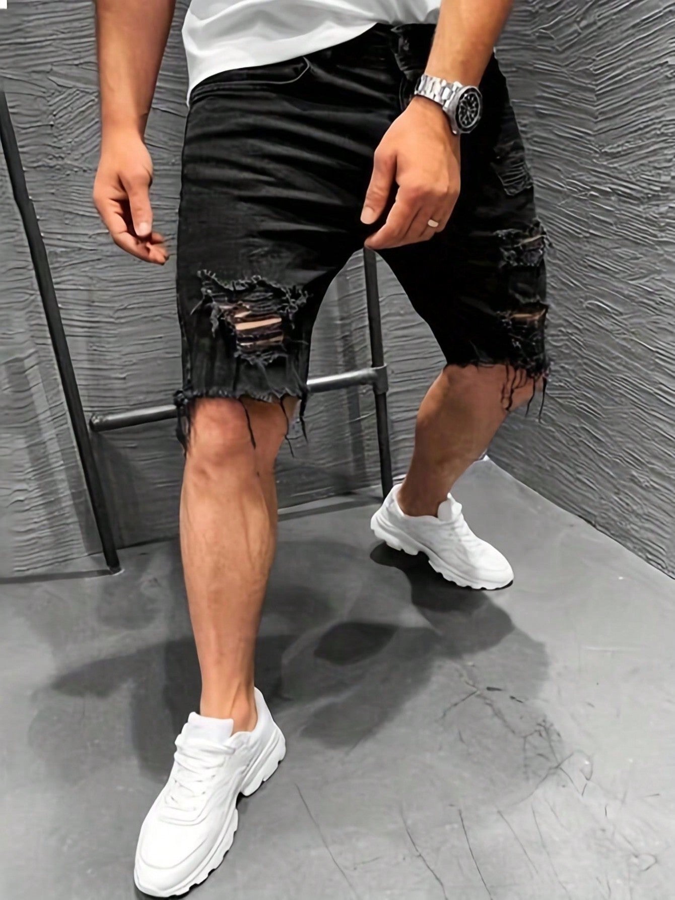 Men's Fashionable Vintage Distressed Casual Denim Shorts