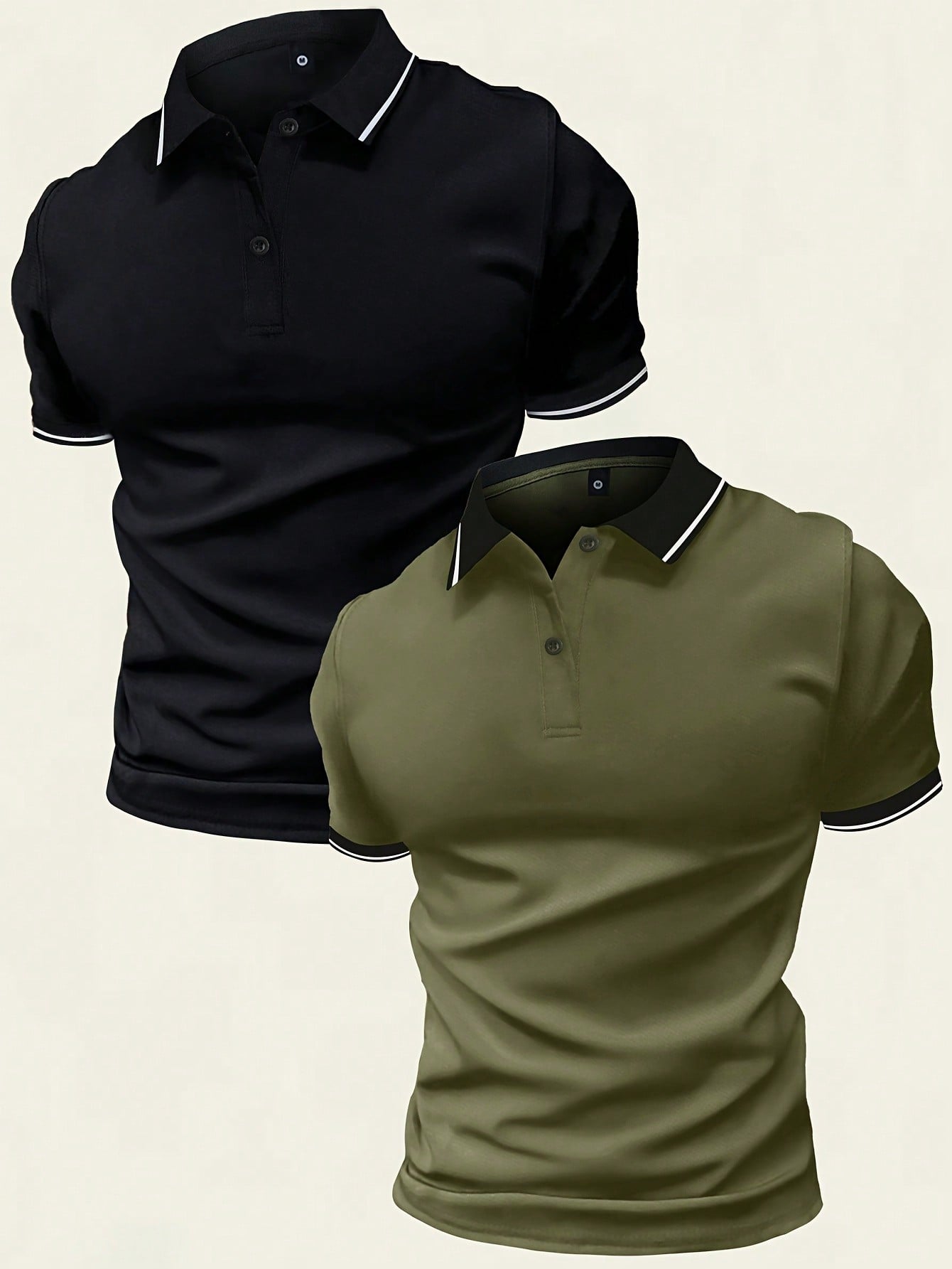 2pcs/Set Summer New Men's Solid Color Short Sleeve Polo Shirt Regular Collar Business Paul Shirt