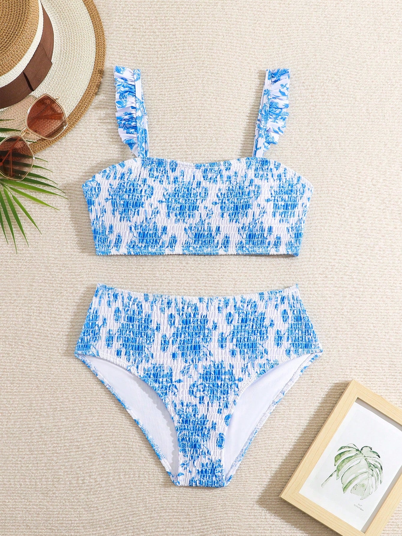 Teen Girl Random Printed Simple Style Daily Bikini Set Summer Beach