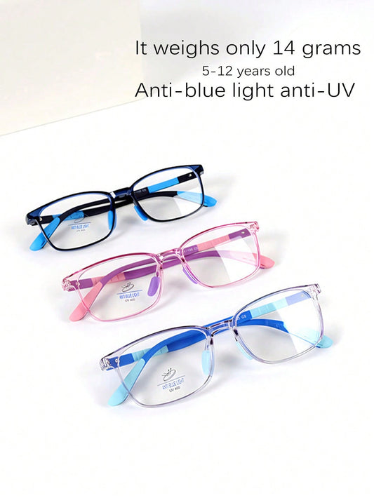 [1pc]Kids' Non-Prescription Narrow Frame Fashion Myopia Glasses, Suitable For Boys And Girls Aged 5-12, Anti-Blue Light, Reading & Writing Glasses, New Arrival