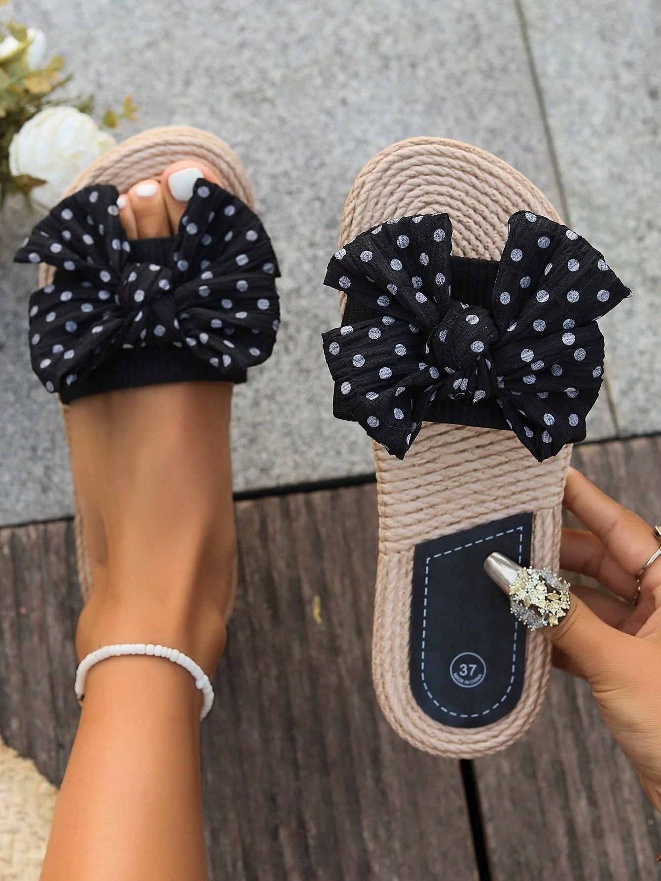 Bow Decor Espadrille Slides