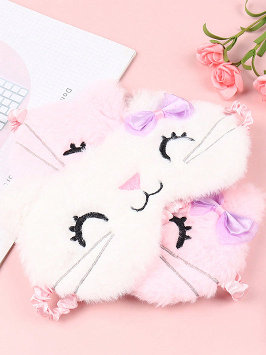 1pc Children's Sleep Eye Mask Sleep Eye Mask Soft Plush Eye Mask Cute Cat Eye Mask Plush Face Mask Eye Mask Lunch Health Eye Mask