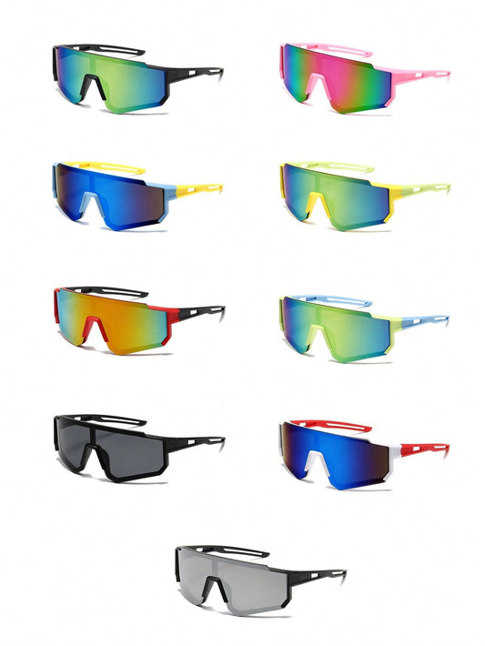 1pc Children's Colorful Sports Cycling Glasses,Colored Connected Large Frame Outdoor Sunglasses, A Gift For Children