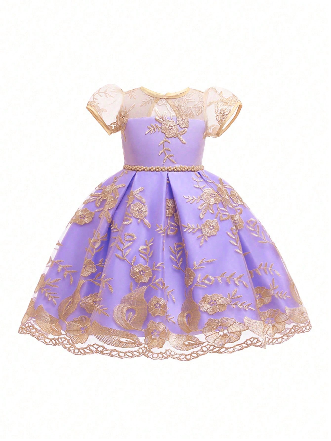 Young Girl Embroidered Flower Birthday Party Wedding Princess Dress, Suitable For Wedding, Party, Performance