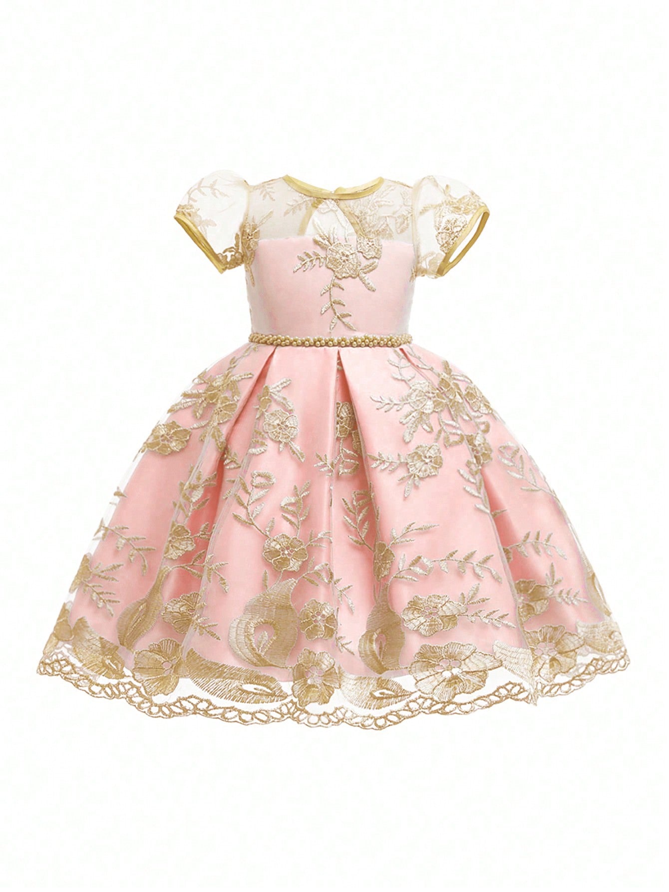 Young Girl Embroidered Flower Birthday Party Wedding Princess Dress, Suitable For Wedding, Party, Performance