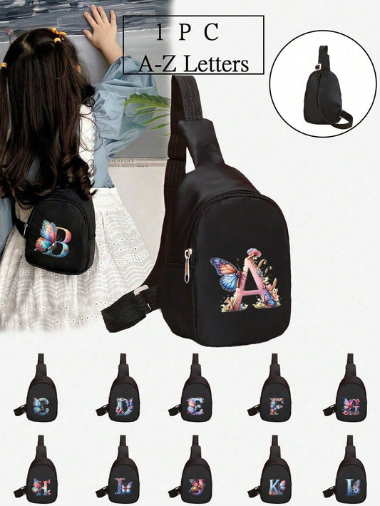 1pc Boys And Girls Nylon Zipper Close Stylish Letter Chest Bag, All-In-One Casual Bag Suitable For Everyday Use