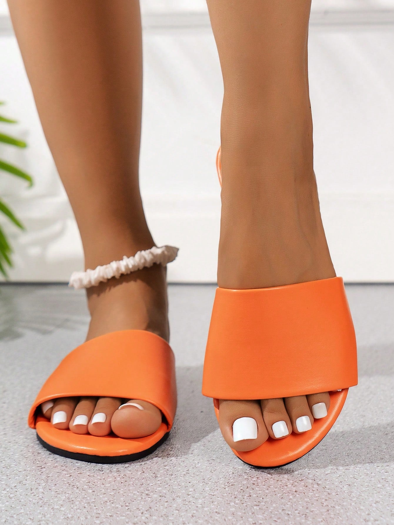 Women Minimalist Single Band Slide Sandals, Fashion Summer Flat Sandals