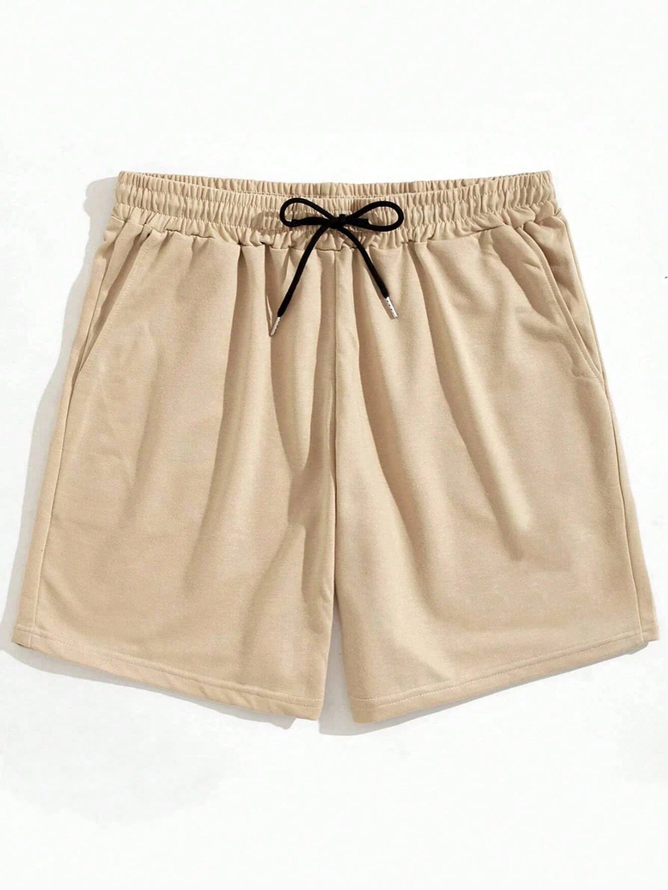 Loose Fit Men's Drawstring Solid Color Shorts