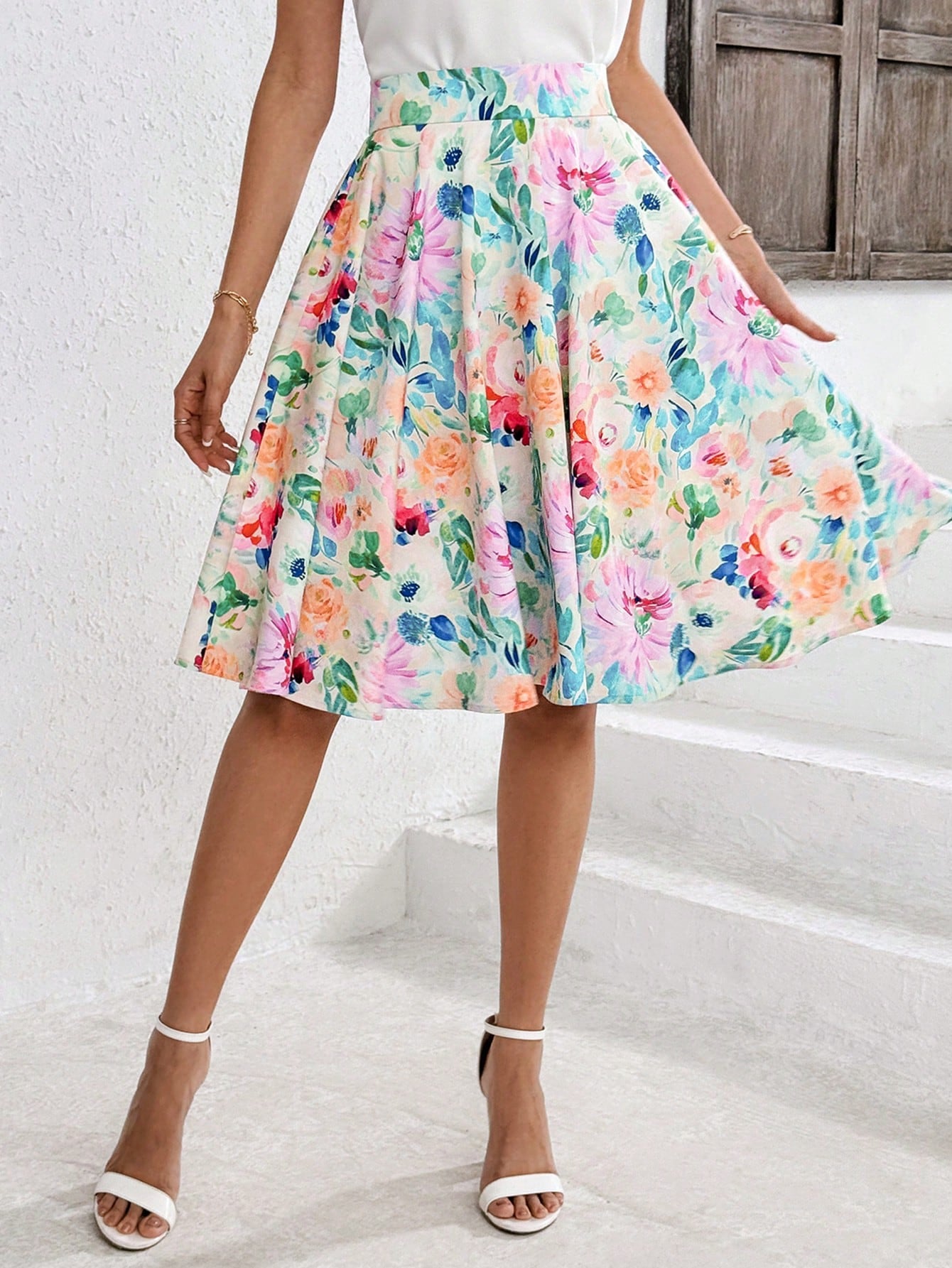 Casual And Simple Full Printed Women's Summer Skirt