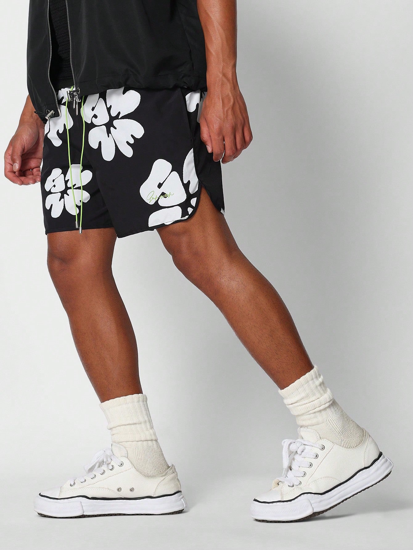 Nylon Short With All Over Print