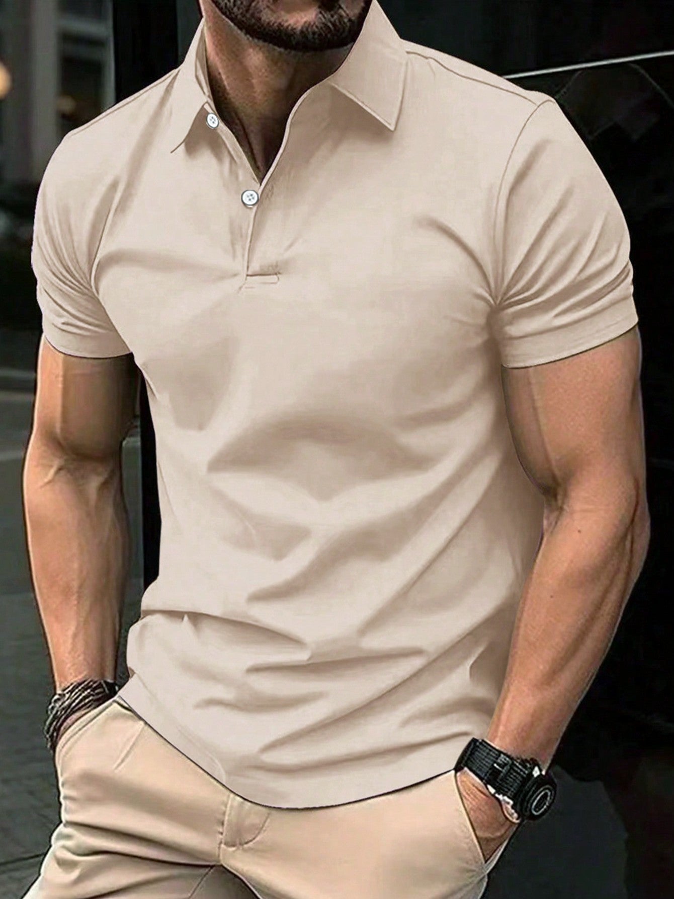 Men's Summer Solid Short Sleeve Casual Commuting Polo Shirt