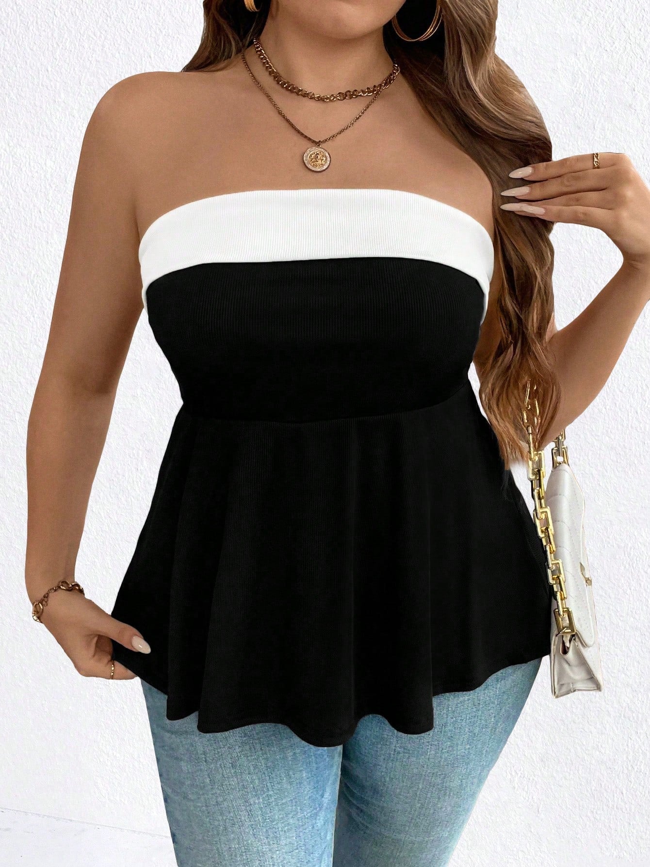 Plus Size Women's Simple Solid Color Daily Tube Top