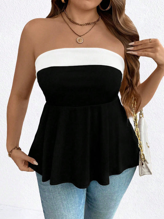 Plus Size Women's Simple Solid Color Daily Tube Top