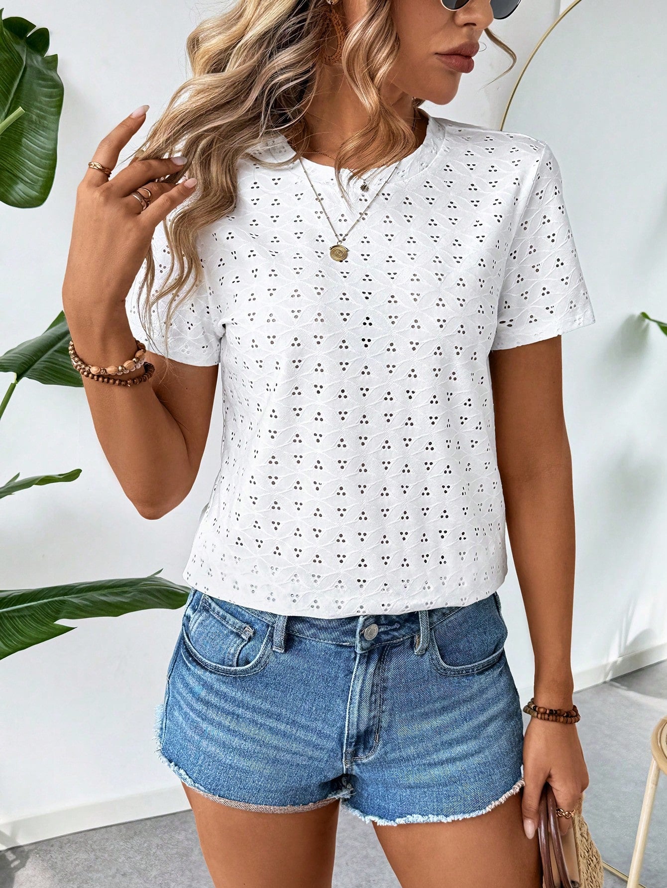 Plus Size Women's Summer Floral Printed Round Neck Short Sleeve Casual T-Shirt