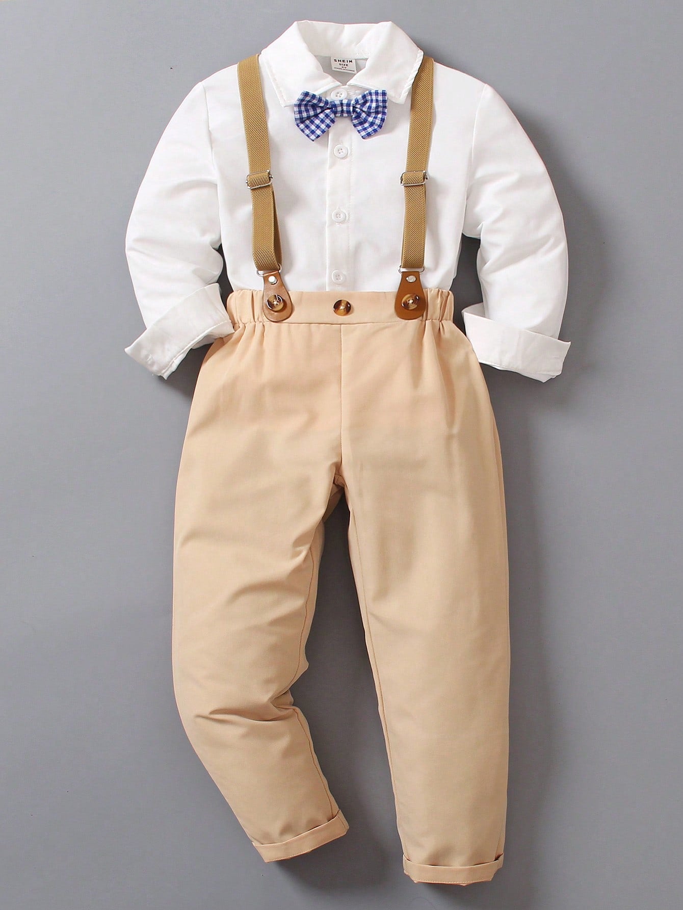 Blossomsprite Kids Young Boy 2pcs/Set Summer Overalls Suit , With Free Bowknot