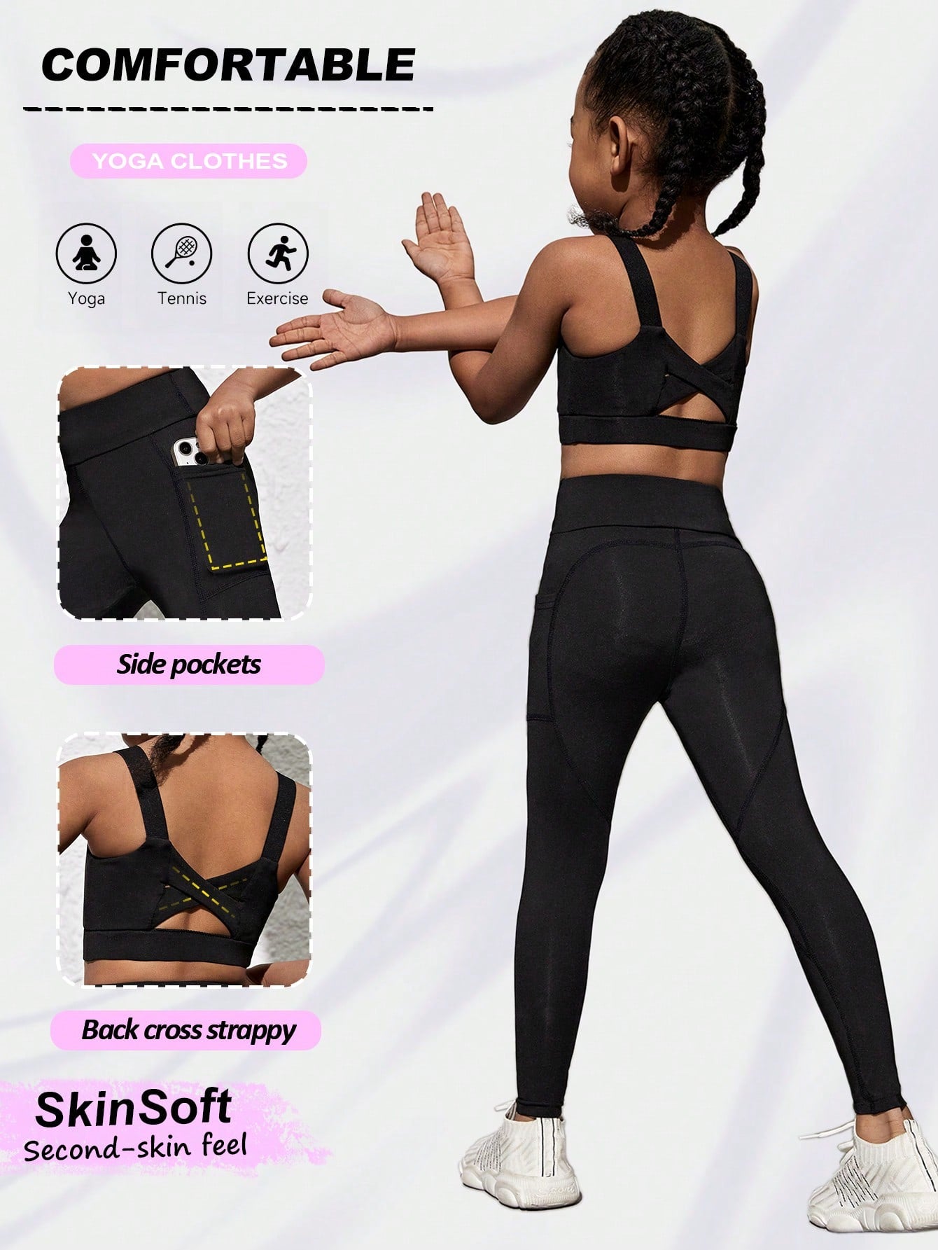 Young Girl Back Crossed High Elasticity Shape-Enhancing Breathable Sweat Wicking Sports Outfit