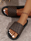 Women's Plaid Patterned Pillow Slippers, Lightweight Soft Bottom House & Bath Slides, Stylish Summer Beach Flip-Flops