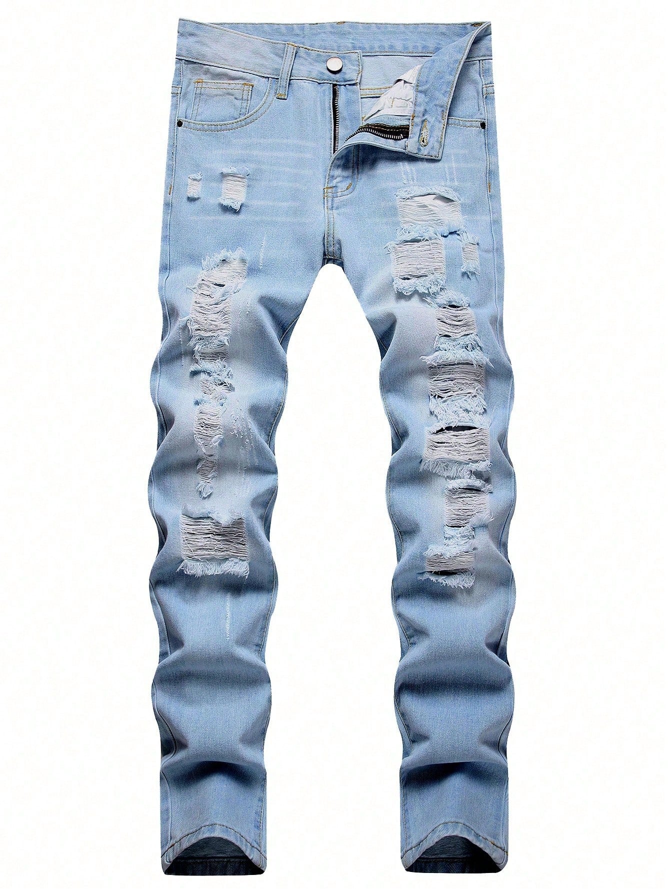 Men Cotton Dark Washed Ripped Jeans