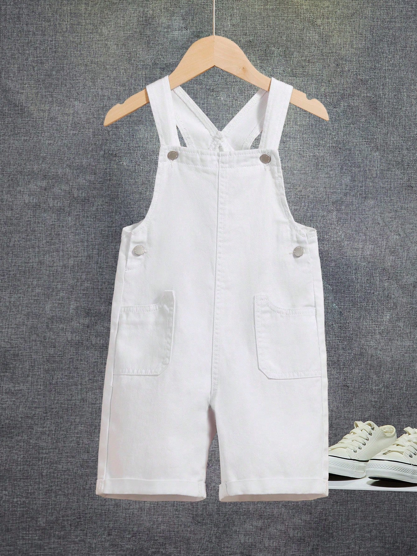 Young Boy Casual Fashion Simple Comfortable And Loose Suspenders Denim Vacation And Dailywear For Summer