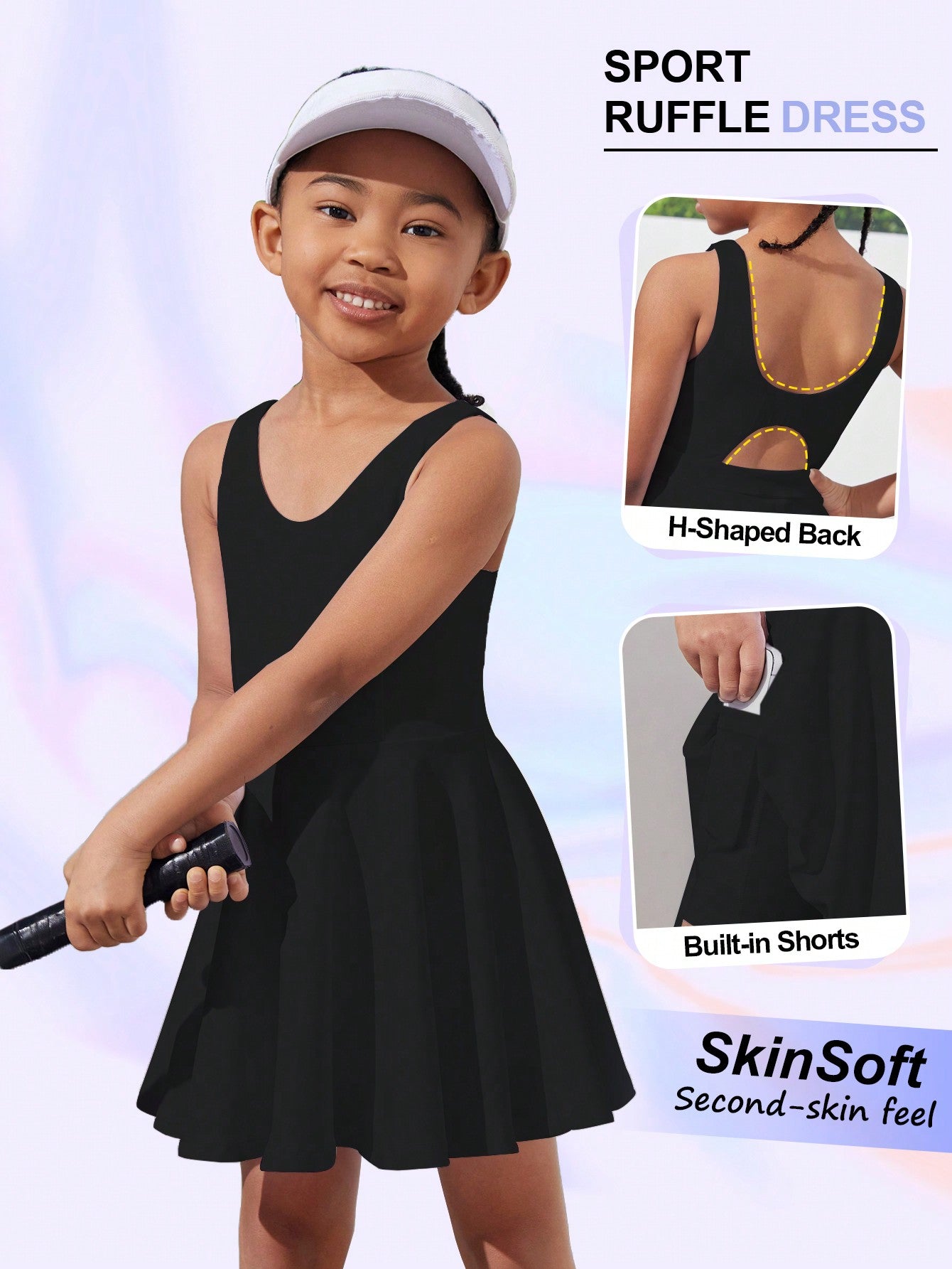 Young Girl Light Pink Sporty Indoor Dance Tennis Cycling Outdoor Comfortable Skin-Friendly Dress