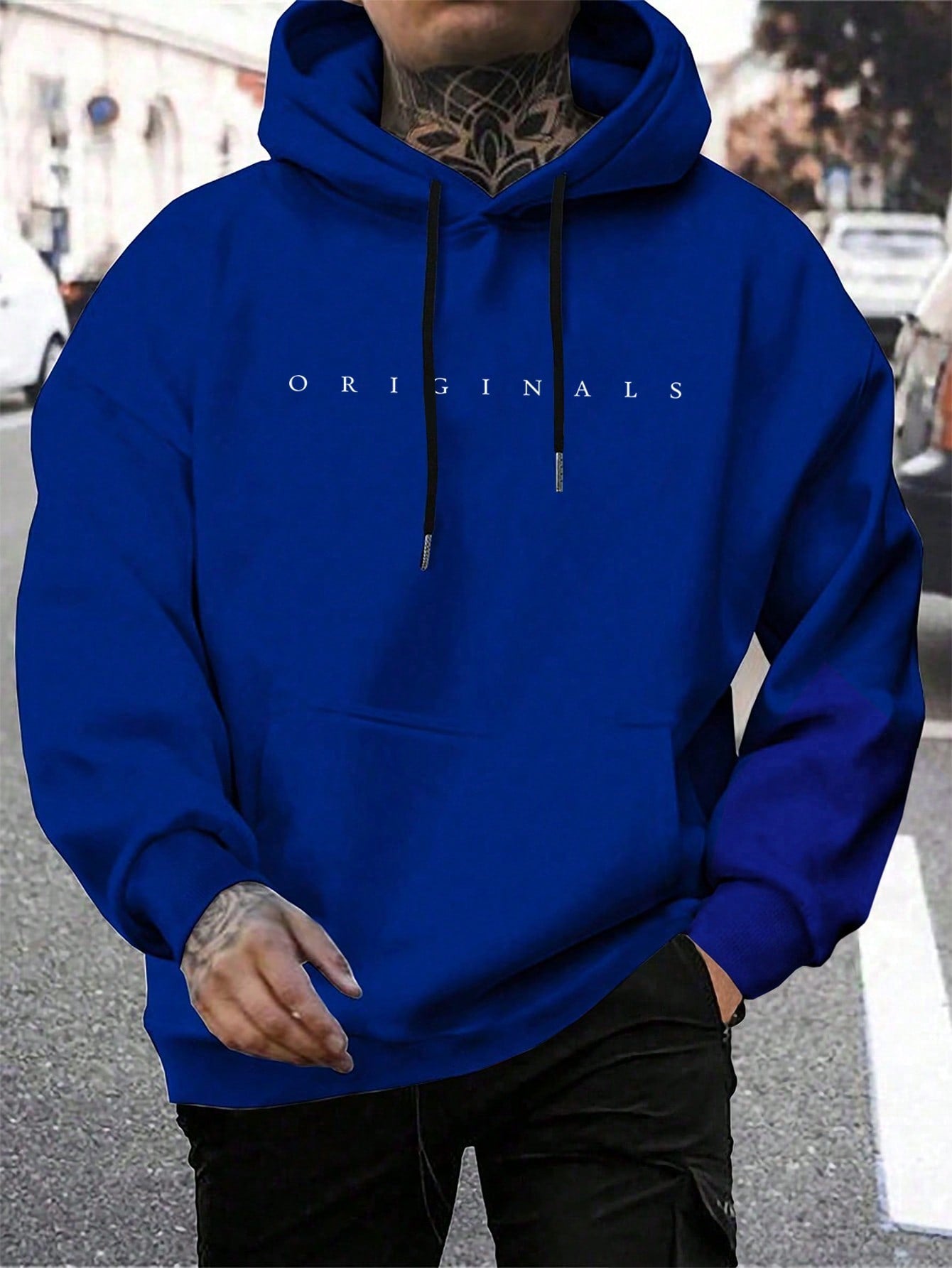 Men's Hooded Sweatshirt With Letter Print And Drawstring