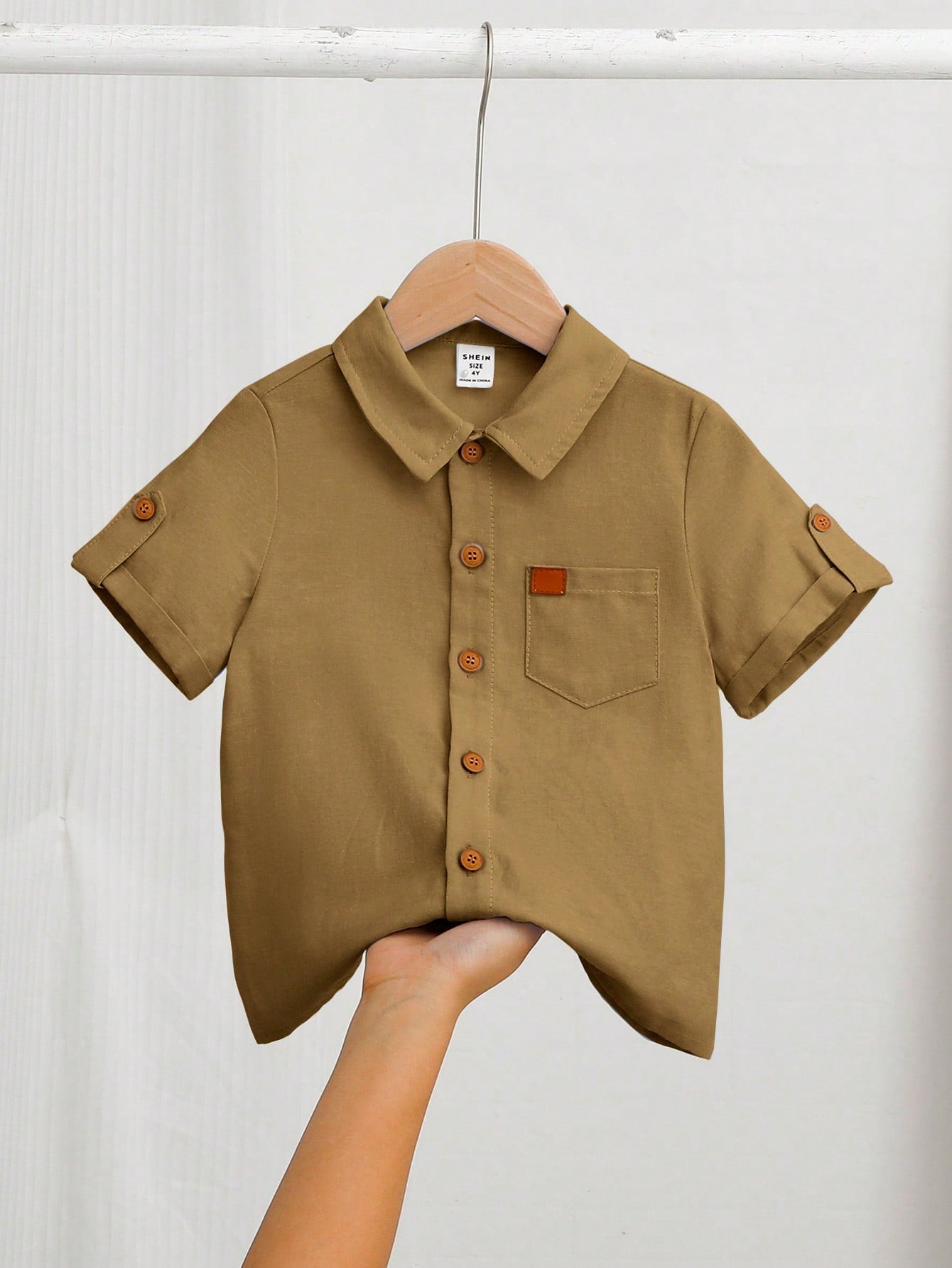 Young Boy's Fashionable Casual Patched Shirt