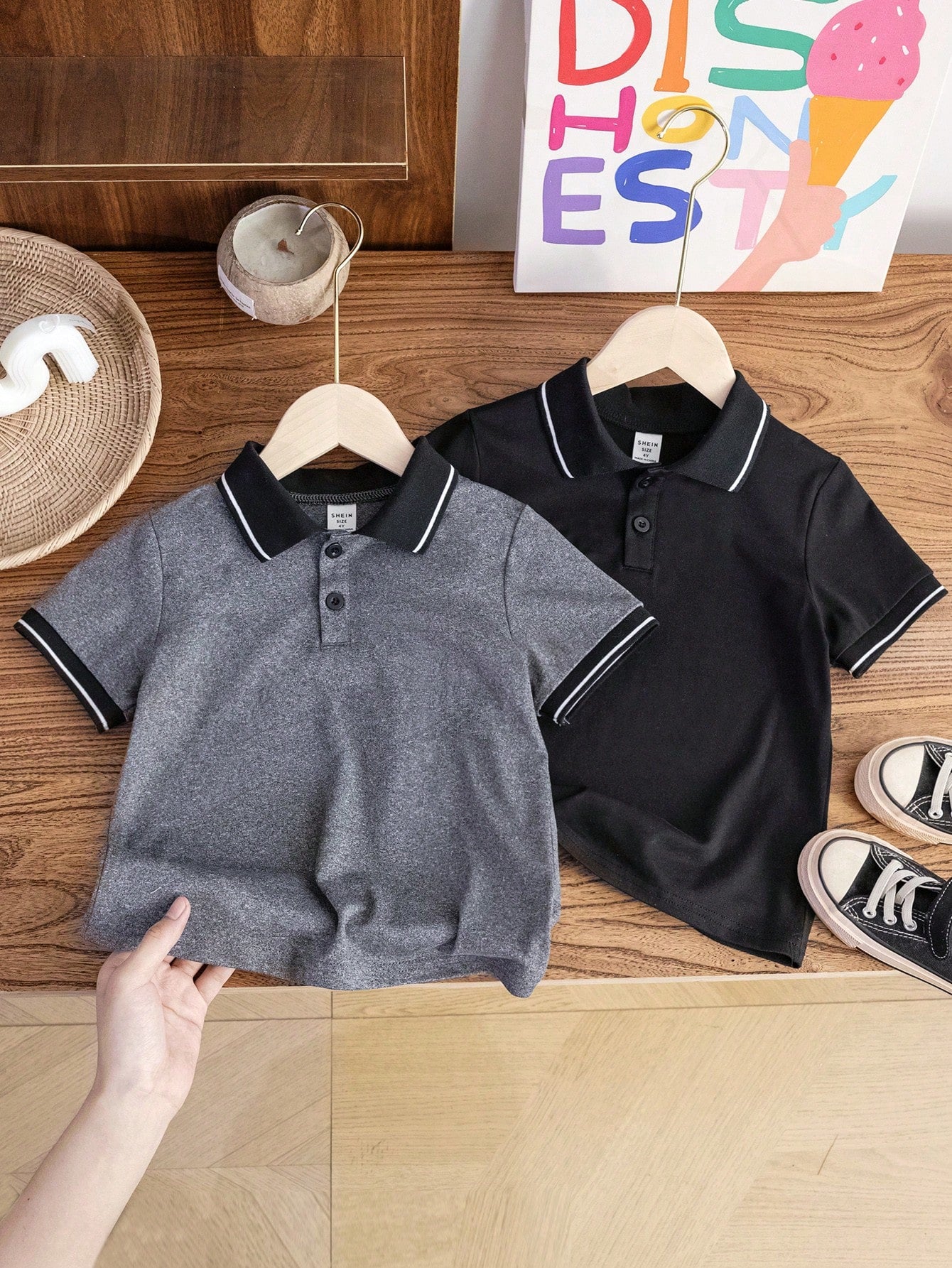 Young Boy 2pcs Daily Wear Casual Sports Korean Style Color Block Polo Shirt Suitable For Everyday Wear, School, Travel, Outdoor Activities During Spring/Summer