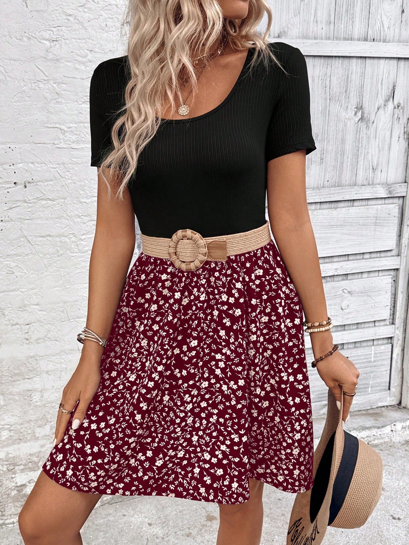 Floral Print Scoop Neck Dress