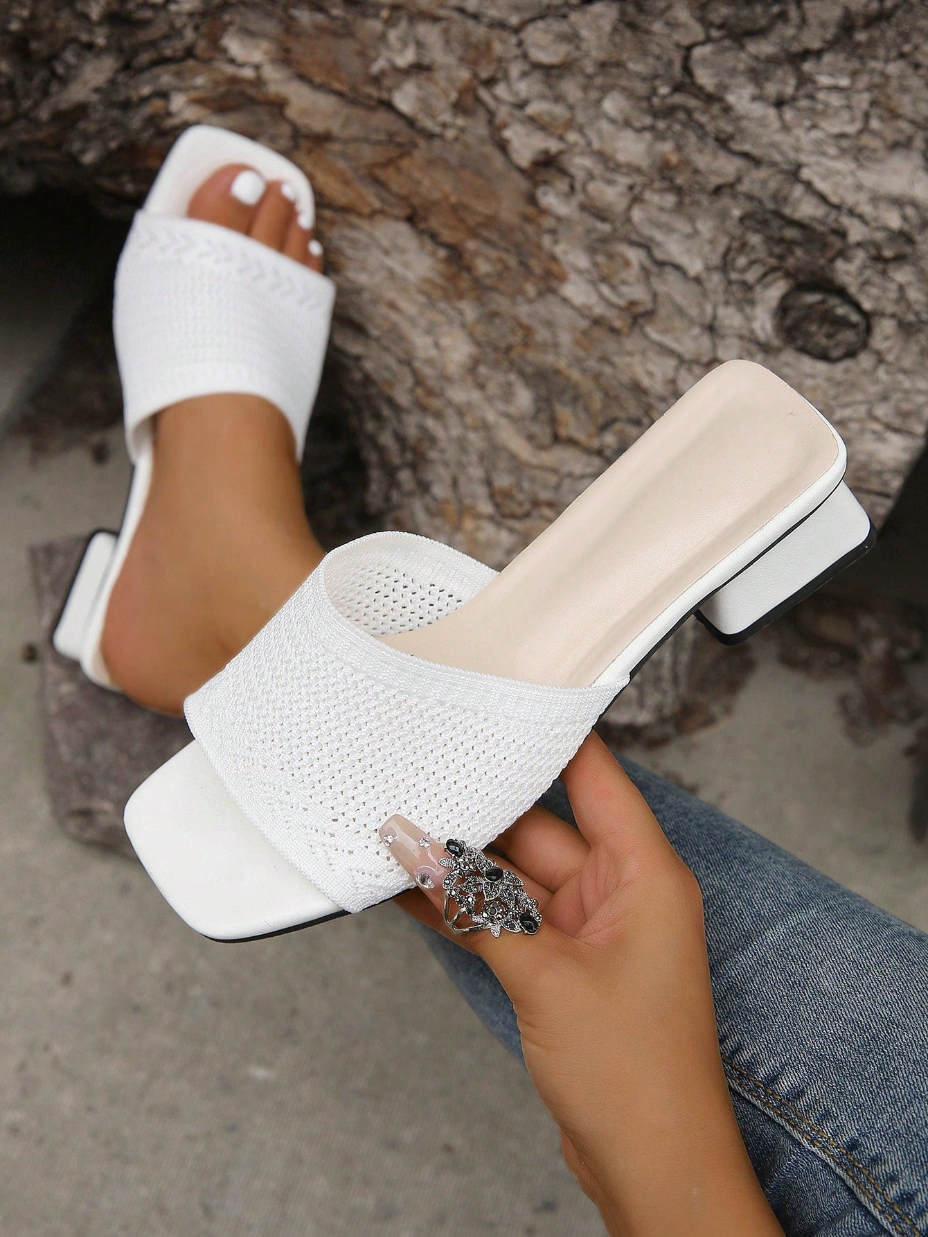 Women's Knitted High Heel Sandals, Breathable And Elegant