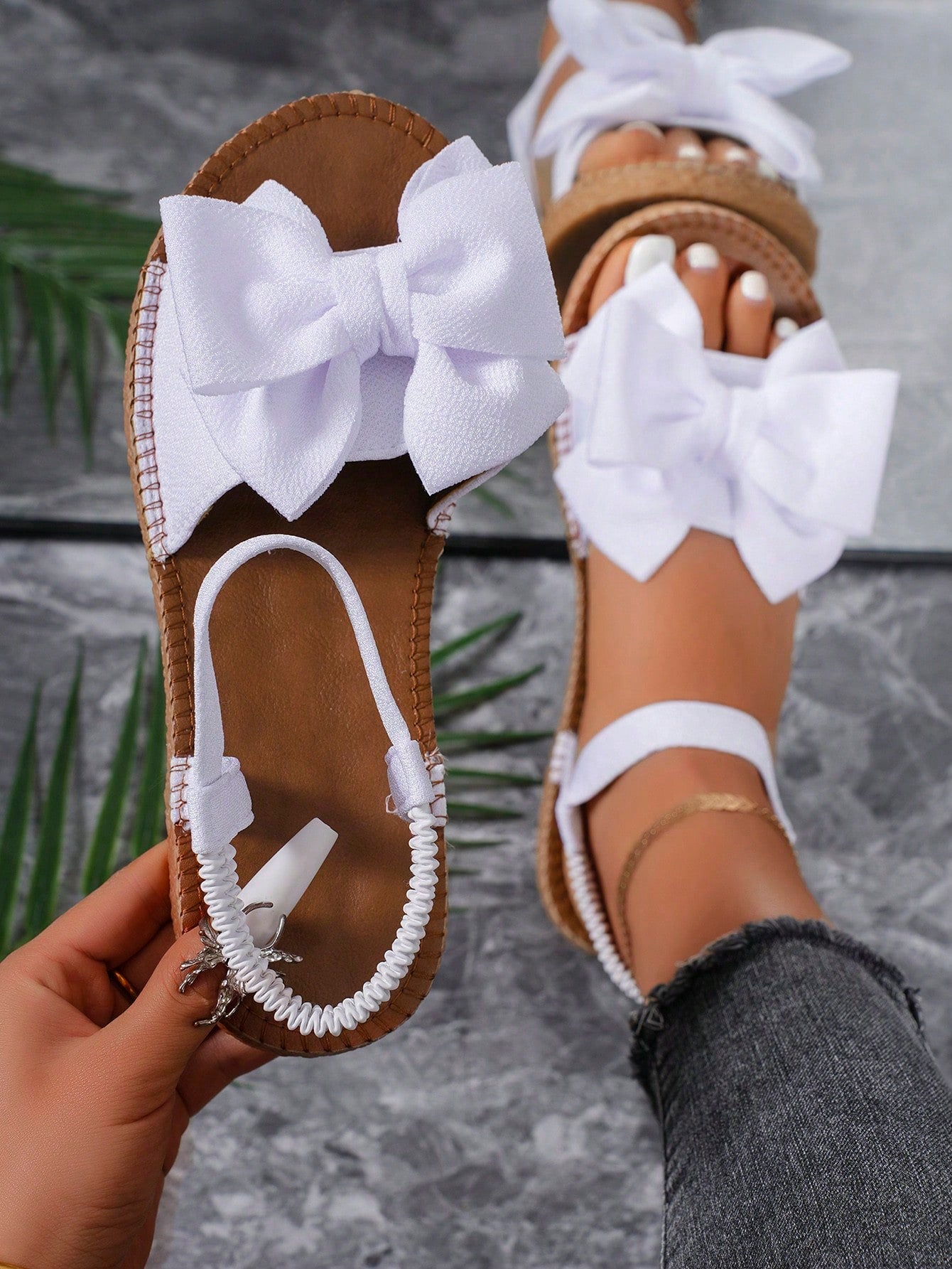 Women Flat Sandals Open Toe Slippers With Round Toe, Peep Toe, Bowknot Design, Casual Summer Shoes, Lightweight Sandals